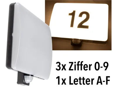 Produktbild von ChiliTec Wandleuchte mit Bewegungsmelder IP65 Aussenlampe Aussenbeleuchtung 20W mit Hausnummer & Buchstaben