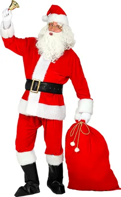 Produktbild von Premium  Kostümset für den Weihnachtsmann Gr. L/XL - mit Sack, Brille  Bart, Stiefelabdecker, Gürtel