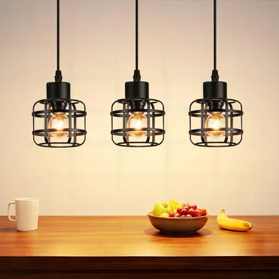 Immagine prodotto di ZMH Lampade a sospensione Lampada da tavolo da pranzo Lampada a sospensione a 3 luci Lampada a sospensione E14 Lampada da tavolo da pranzo Lampada a sospensione nera Lampada a sospensione regolabile in altezza per soggiorno