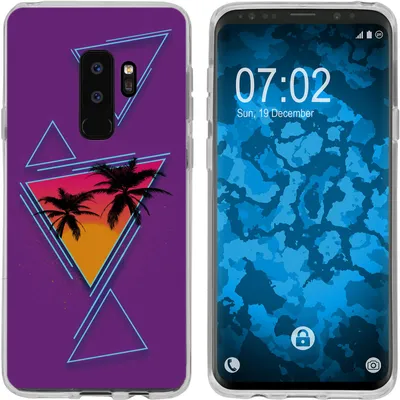 Produktbild von PhoneNatic Case kompatibel mit Samsung Galaxy S9 Silikon-Hülle Retro Wave Palmen M3