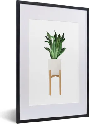 Produktbild von MuchoWow® MuchoWow® Gerahmtes Poster Pflanzen - Blumentopf - Weiß 40x60 cm - Poster mit zchwarzem Bilderrahmen - Poster in Rahmen