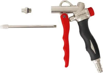 Produktbild von STIER Ausblaspistole mit Wechseldüse und Flow Control, Luftanschluss 1/4 Zoll, Betriebsdruck 6,3 bar, stufenlos regulierbar, Druckluftpistole, Luftdruckpistole