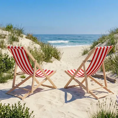 Produktbild von Liegestuhl Strandliege Sonnenliege Gartenliege Holz Liege Holzstrandliege 120kg, Rot-weiß