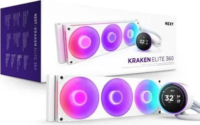 Productafbeelding van Waterkoeling NZXT Kraken Elite 360 RGB, display 2.72 inch, RGB-ventilatoren, wit, modelnummer RL-KR36E-W2