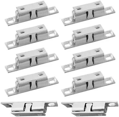 Produktbild von Kugelschnäpper 10 Stück Doppelkugelschnäpper, Verstellbaren Doppelkugelschnäpper Schranktürverschlüsse Für Kleiderschränke Schrankküchenschrank Möbel (Silber ohne Schrauben)