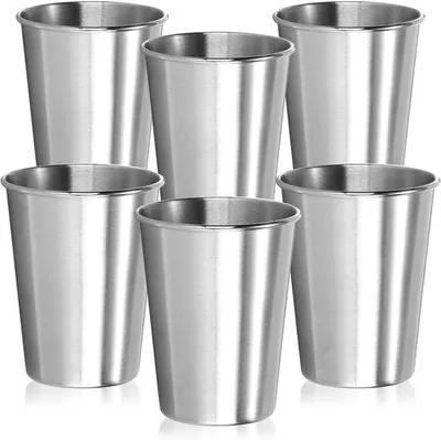 Productafbeelding van Stalen bekers, 260 ml - 6 stuks, lichtgewicht, robuust, geschikt voor kamperen, reizen of thuisgebruik, onbreekbaar, BPA-vrij en recyclebaar