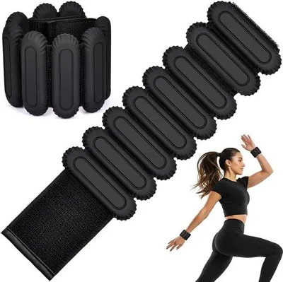 Productafbeelding van Draagbare gewichtsmanchetten - 2 stuks - zwart - 2 x 480 g - verstelbare polsgewichten - enkelgewichten voor joggen - aerobic - yoga - krachttraining