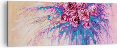 Produktbild von Bild auf Leinwand - Leinwandbild - Einteilig - Blumenstrauß Blumen Rosen - 140x50cm - Wand Bild - Wanddeko - Wandbilder - Leinwanddruck - Bilder - Wanddekoration - Leinwand bilder - AB140x50-4465