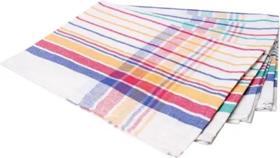 A folded checkered kitchen towel.