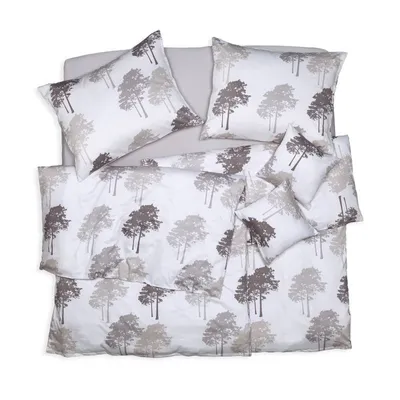 Obrázek produktu pro SCANquilt povlečení SATÉN DESIGN forest béžovošedá 100% dlouhovlákná česaná bavlna 140 x 200/70 x 90 cm