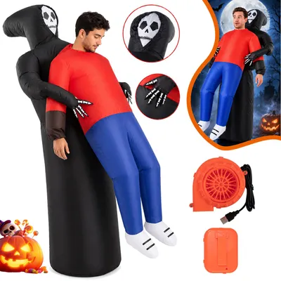 Produktbild von Aufblasbares Sensenmann Kostüm Erwachsene, Halloween Carry Me, Leicht und für Erwachsene von 160 bis 190 cm geeignet