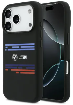 Image de Étui BMW M Silicon Horizontal Line       MagSafe pour iPhone 17 Pro noir