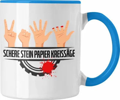Produktbild von Trendation - Schere Kreissäge Tasse Geschenk Holzarbeiter Geschenkidee Schreiner (Blau)