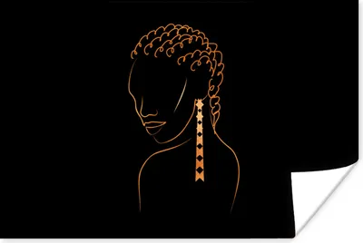 Produktbild von MuchoWow® Poster Frau - Ohrringe - Linienkunst - Gold 120x80 cm - Bilder