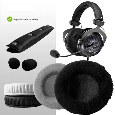 Produktbild von Samt Ersatzteile für Beyerdynamic mmx300 mmx-300 Ohrpolster Stirnband Ohrenschützer Schwarzer Samt