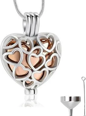Obrázok produktu pre Luxusný popolník s retiazkou (55 cm) na popol, vlasy alebo parfum - Spomienkové šperky - Vrátane náplne a úložného vrecka - Ružové zlato