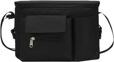 Immagine prodotto di Organizer per passeggino con portabicchieri impermeabili e tracolla - Nero