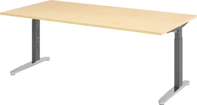 Produktbild von bümö Schreibtisch Serie-XB - Nachbildung Ahorn, Größe:  200 x 100 cm, Gestell: Graphit/Alu poliert