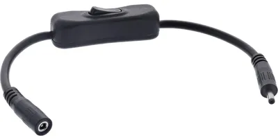 Produktbild von InLine DC Kabel mit Schalter, DC ST/BU 3,5x1,35mm, AWG 18, schwarz, 0,20m, 0,2 m, 3.5 x 1.35 mm, 3.5 x 1.35 mm, 12 V, 11.6 A