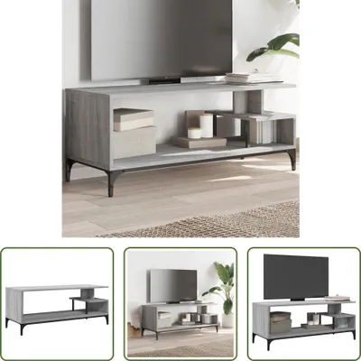Produktbild von The Living Store TV-Schrank Grau Sonoma 102x40x41 cm Holzwerkstoff und Stahl