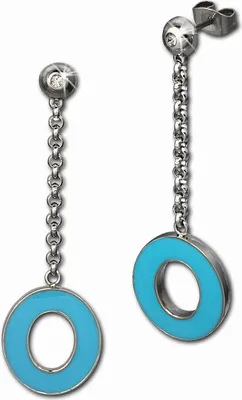 Immagine prodotto di Gioielli per orecchie da donna Amello in acciaio inossidabile color turchese e smalto bianco ESOG03T