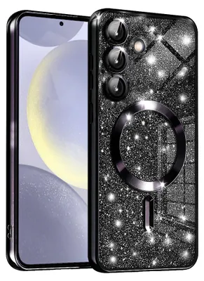 Produktbild von Techsuit Luxury Glitter Back Cover Hülle mit MagSafe für Samsung Galaxy S24 - Schwarz