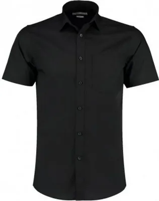 Produktbild von Kustom Kit Herren Kurzarm Tailored Poplin Hemd PC3072 (14,5) (Schwarz)
