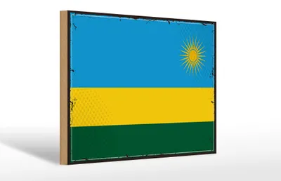 Produktbild von Holzschild Flagge Ruandas 30x20cm Retro Flag of Rwanda
