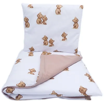 Obrázok produktu pre Omgoods – Súprava obliečok na prikrývku a vankúšik – Motív: Malé medvedíky – Rozmer: 120 x 150 cm