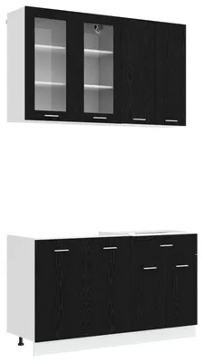 Produktbild von vidaXL Kücheneinheit LYON 4 pcs Schwarze Eiche Holzwerkstoff