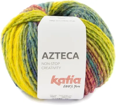 Image de Katia Azteca 7884 Turquoise/Jaune-Bleu/Vert - Fil à tricoter