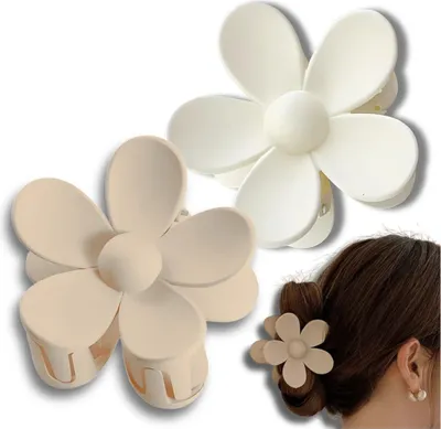 Immagine prodotto di Camerazar Set di 2 fermagli con fiori beige, leggero
