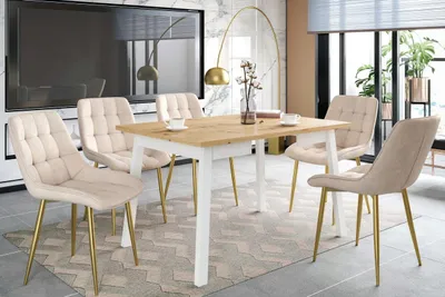 Zdjęcie produktu dla Stół do jadalni 90 x 90 cm kolor biały i dąb artisan FURNITEX ST14-FX