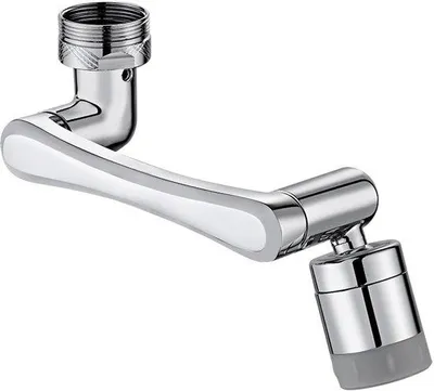 Obrázek produktu pro Kuchyňská baterie s otočným ramenem o 1440°, vodním filtrem, výsuvnou hlavicí a dvěma sprchovými tryskami pro kuchyň a koupelnu, stříbrná barva