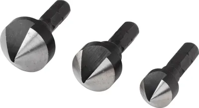 Zdjęcie produktu dla Wolfcraft 2584000 Kegelsenker-Set 3teilig 12 mm, 16 mm, 19 mm Werkzeugstahl 1/4 (6.3 mm) 1 Set