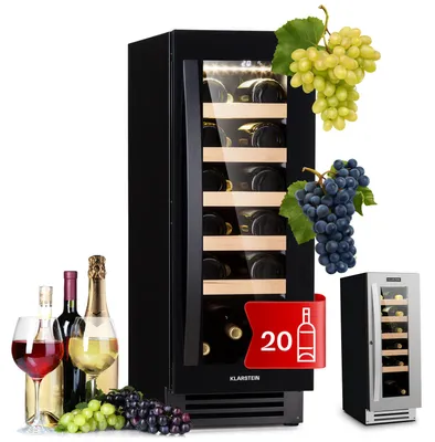 Image de Klarstein Vinovilla Cave a Vin Encastrable, Armoire a Vin, Cave à Vin à une Zone, Caves à Vin de Vieillissement, Bouteilles de Vin, Prosecco, Ecran Tactile, Mini frigo 5-22°C, 50L, 20 Bouteilles