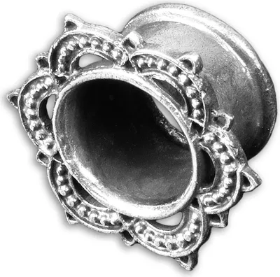 Produktbild von viva-adorno 1 Stück Flesh Tunnel Plug Messing silber Vintage Look Lotus Blüte Südostasien Style Größe 4 - 16mm Z519.D1, 14mm