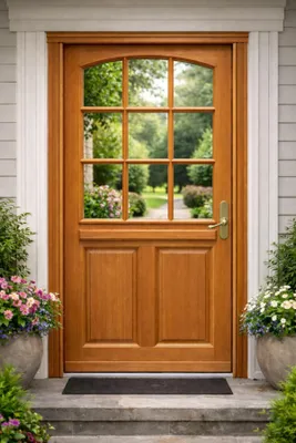 Immagine prodotto di Porta d'ingresso in legno con vetro Agatha, H.215xL.90 cm, lato tavolo P. sinistra, maniglia, cilindro GD MENUISERIES
