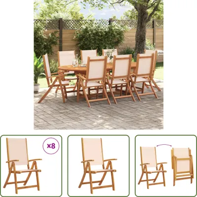 Image de The Living Store Chaises de jardin 8 pcs. Pliable Bois massif Acacia et Textilène