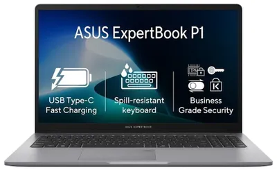 Productafbeelding van ASUS ExpertBook P1, Core i5 210H, 8GB DDR5, 512GB SSD, Intel® Graphics, 15,6" FHD, mat scherm, W11P, grijs