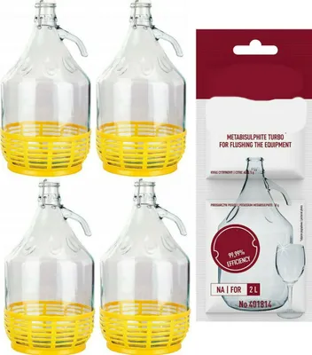 Produktbild von 4 x 5L GLASBALLON mit BÜGELVERSCHLUSS +Schwefelpulver Weinballon Glasflasche
