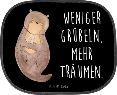Produktbild von Mr. & Mrs. Panda Auto Sonnenschutz Otter Muschel - Schwarz - Geschenk, Sonnenblende Auto, Sonnenschutzfolie, Motivation, Seeotter, Sonnenschutz Auto, niedlich, Otterliebe