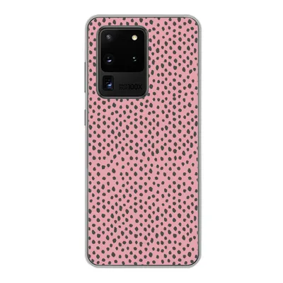 Produktbild von MuchoWow® Handyhülle Schutzhülle Hülle für Samsung Galaxy S20 Ultra Polka dots - Rosa - Schwarz Silikon Softcase Handy Hülle - Karteninhaber