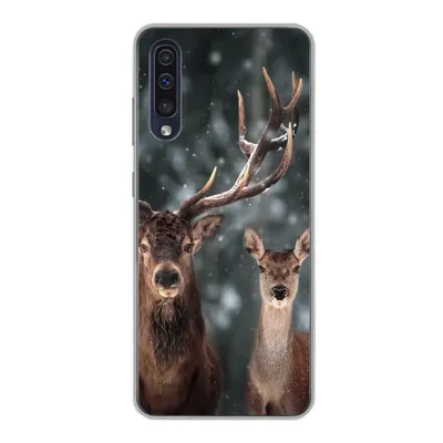 Produktbild von MuchoWow® Handyhülle Schutzhülle Hülle für Samsung Galaxy A30s Hirsche - Tiere - Winter - Geweih - Schnee - Natur Silikon Softcase Handy Hülle - Karteninhaber