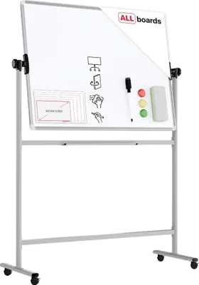 Produktbild von Mobiles Board, Serie: TM Idea/Flex - mit doppelseitiger Whiteboard-Oberfläche, drehbar, 120x90 cm