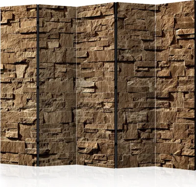 Produktbild von Akusticher Raumteiler stein Foto Paravent 225x172 cm beidseitig auf Vlies-Leinwand bedruckt Akustikschaum Trennwand Spanische Wand Sichtschutz Home Office Steine Mauer Textur f-B-0124-z-c