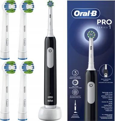 Immagine prodotto di Oral-B | Spazzolino elettrico - Pro Series 1 - Nero - 3 modalità di pulizia - 4 testine incluse