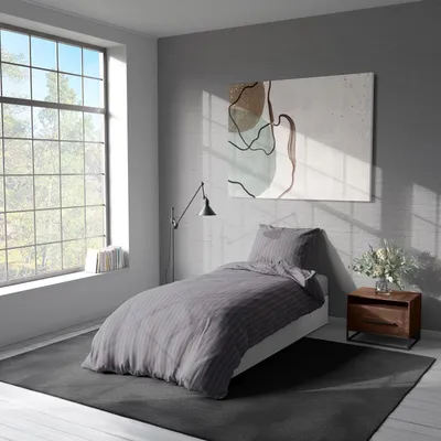 Produktbild von Soma Mikrofaser Damast Bettwäsche 135 x 200 cm Bettbezug 135 cm x 200 cm  Kopfkissenbezug 80 x 80 cm uni grau