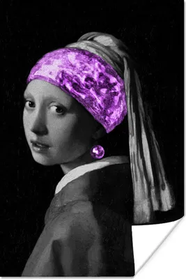 Produktbild von MuchoWow® Poster Das Mädchen mit dem Perlenohrring - Johannes Vermeer - Lila 40x60 cm - Plakate für die Wand - Poster Babyzimmer