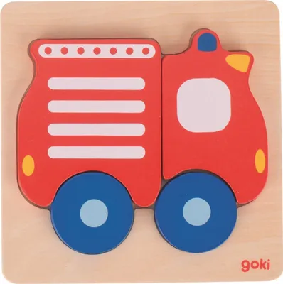 Zdjęcie produktu dla GOKI Drewniane puzzle Wóz strażacki 4 elementy